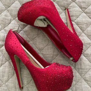 ALDO Loann Red Ruby Rhinestone Pumps, Size 5/35